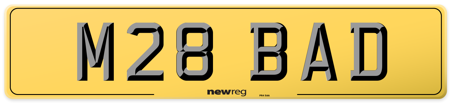 M28 BAD Rear Number Plate