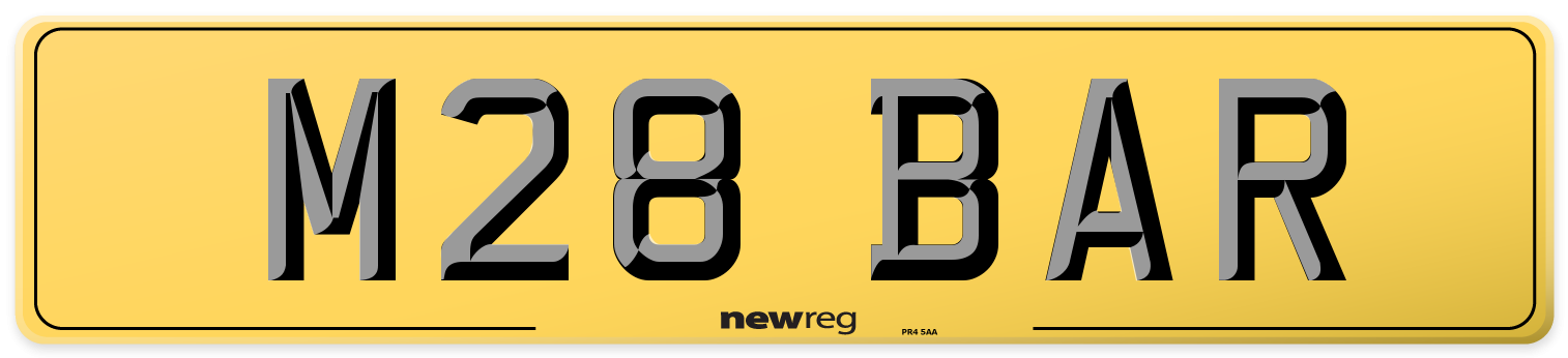 M28 BAR Rear Number Plate