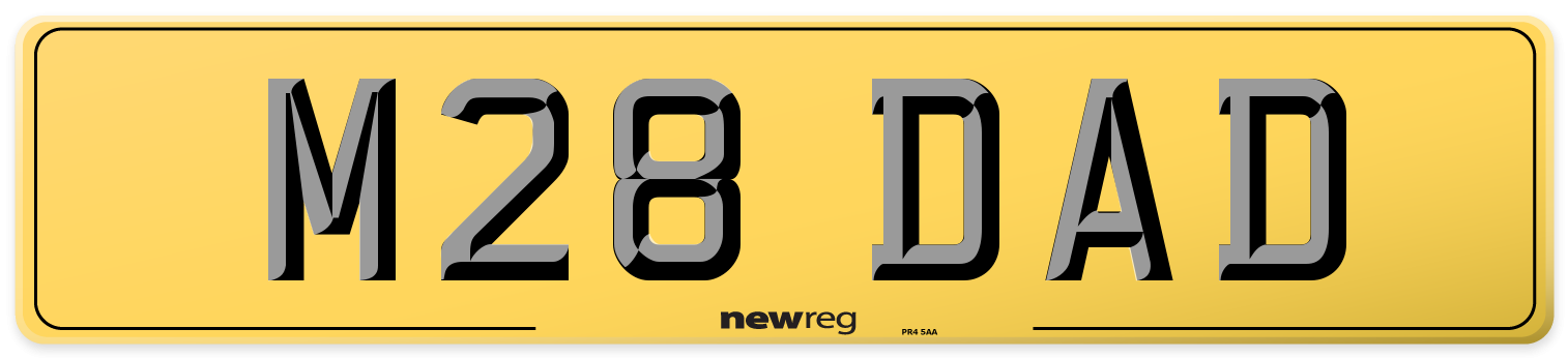 M28 DAD Rear Number Plate