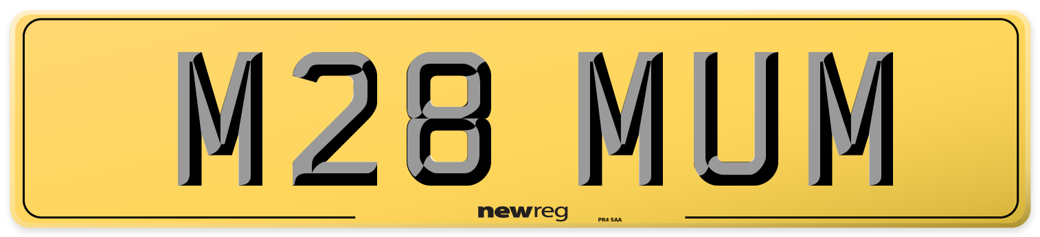 M28 MUM Rear Number Plate