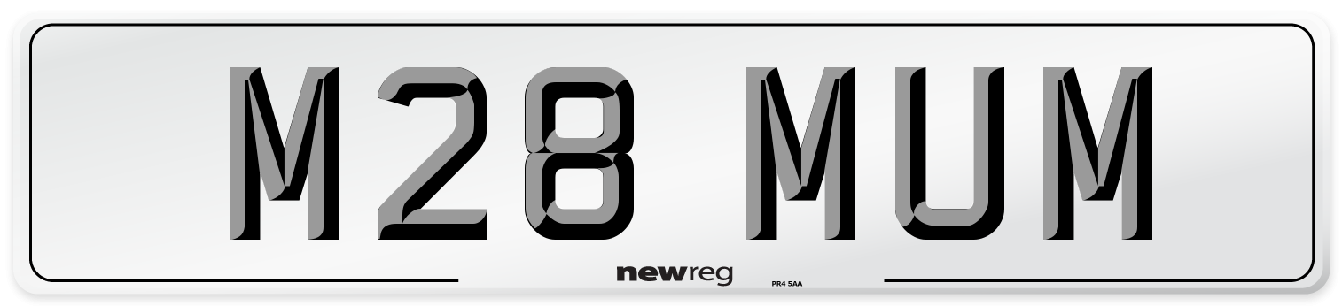 M28 MUM Front Number Plate
