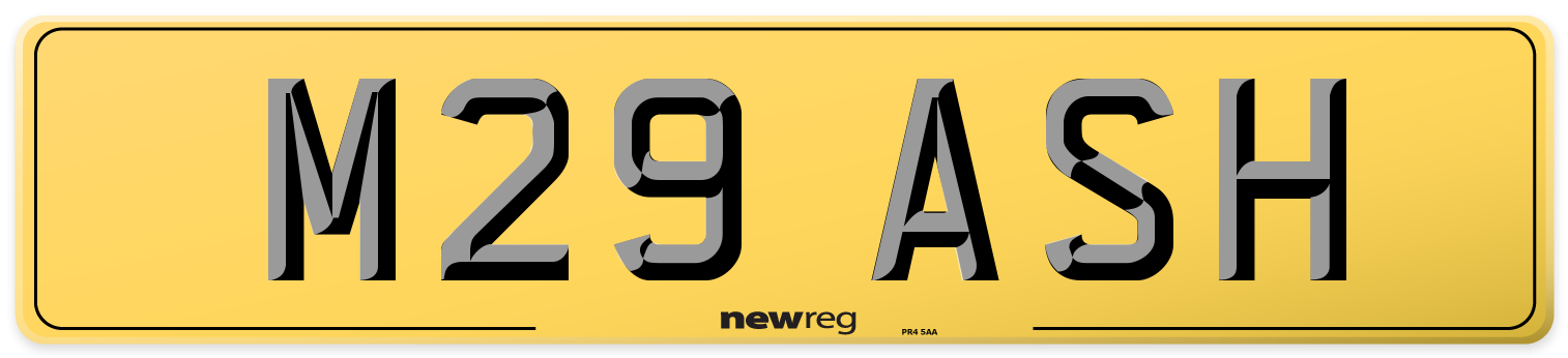 M29 ASH Rear Number Plate