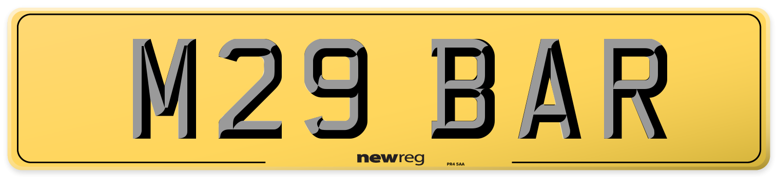M29 BAR Rear Number Plate