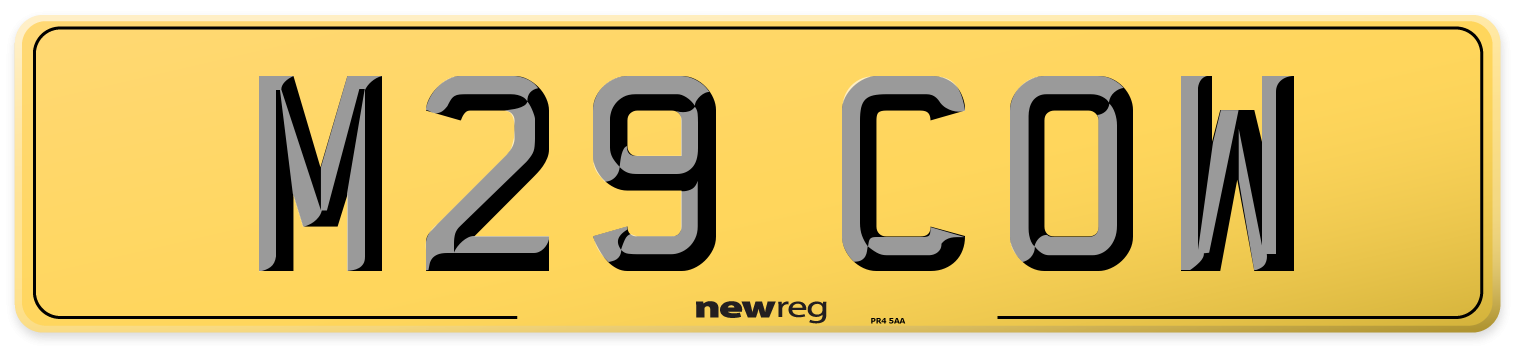 M29 COW Rear Number Plate