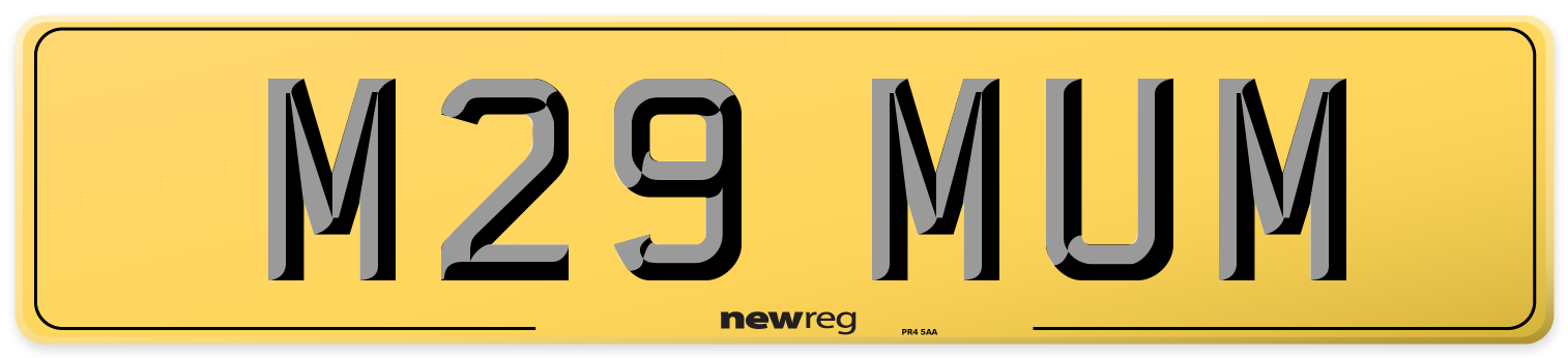 M29 MUM Rear Number Plate