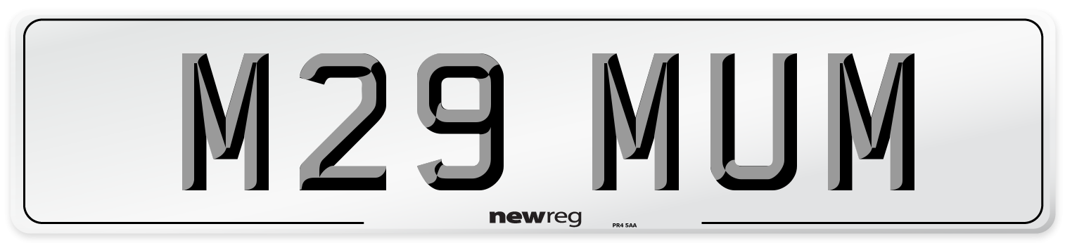 M29 MUM Front Number Plate