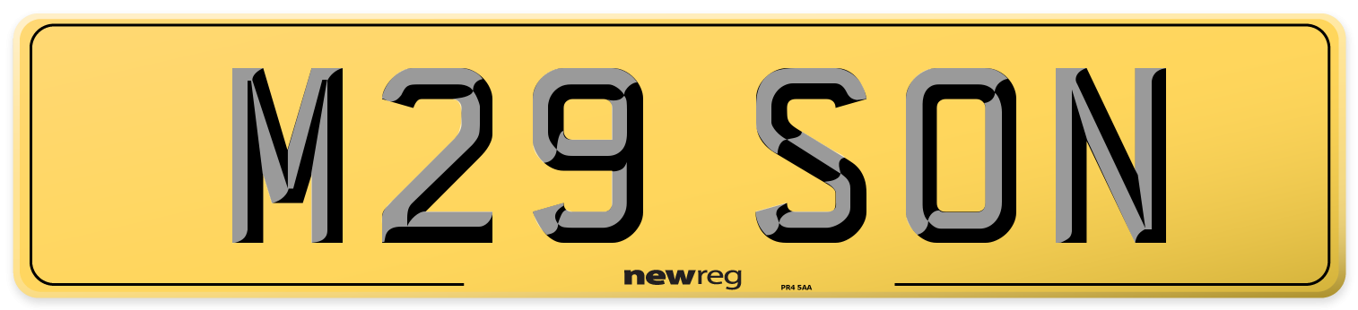 M29 SON Rear Number Plate