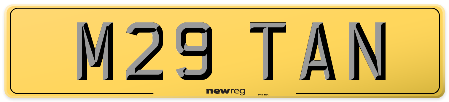 M29 TAN Rear Number Plate
