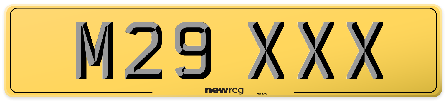 M29 XXX Rear Number Plate