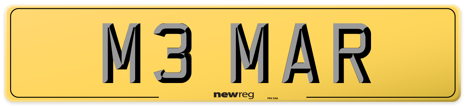 M3 MAR Rear Number Plate