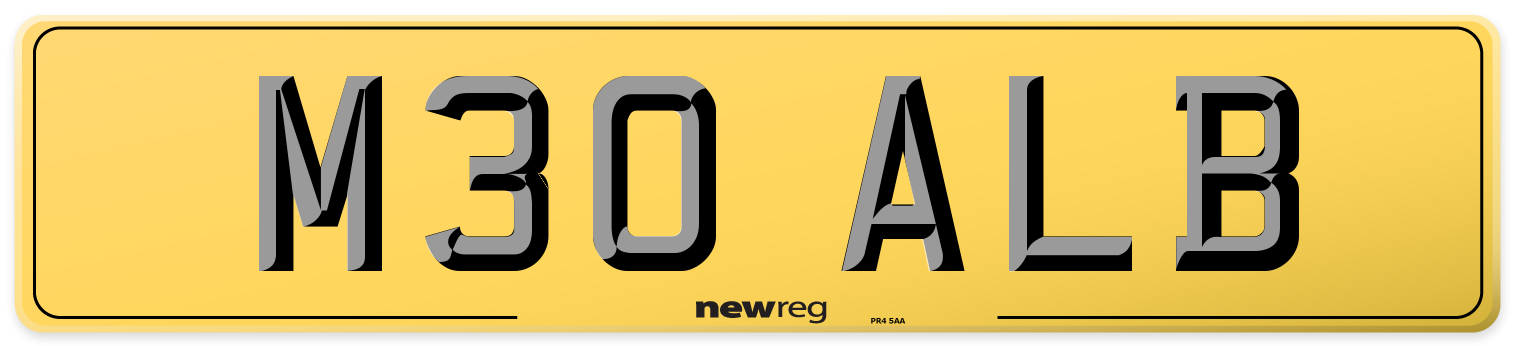 M30 ALB Rear Number Plate
