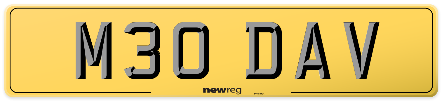 M30 DAV Rear Number Plate