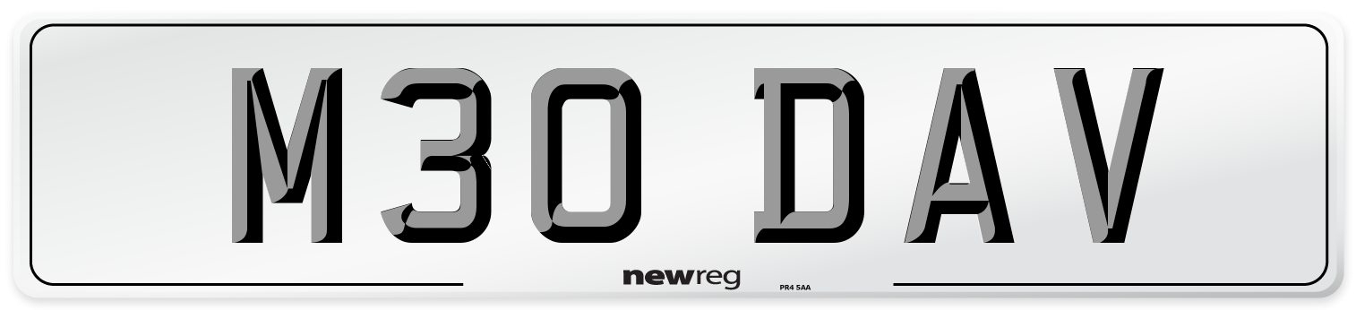 M30 DAV Front Number Plate