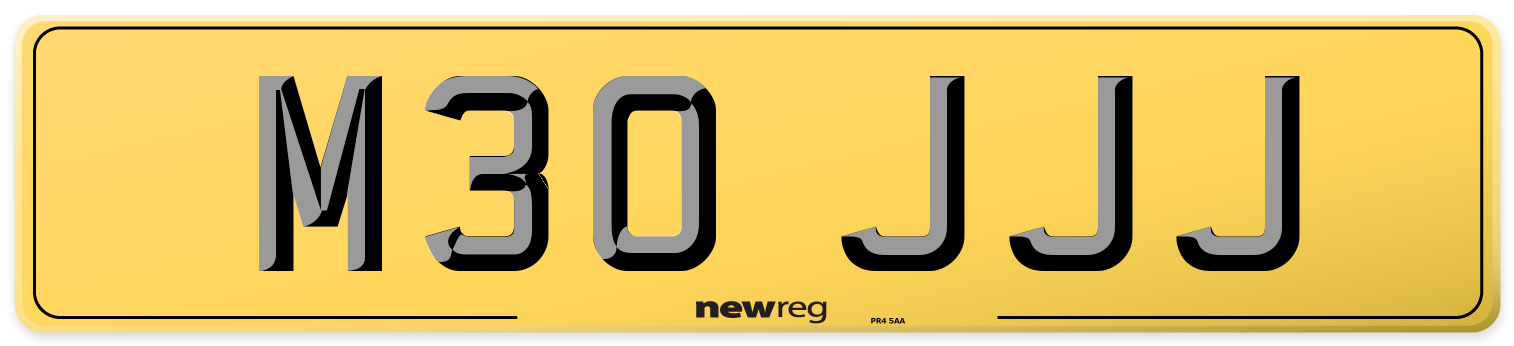 M30 JJJ Rear Number Plate