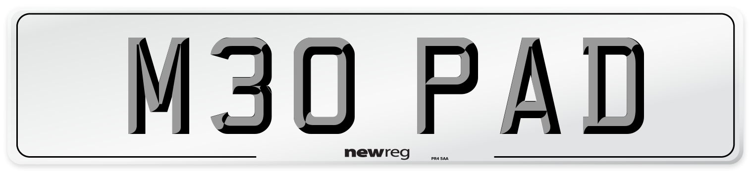 M30 PAD Front Number Plate