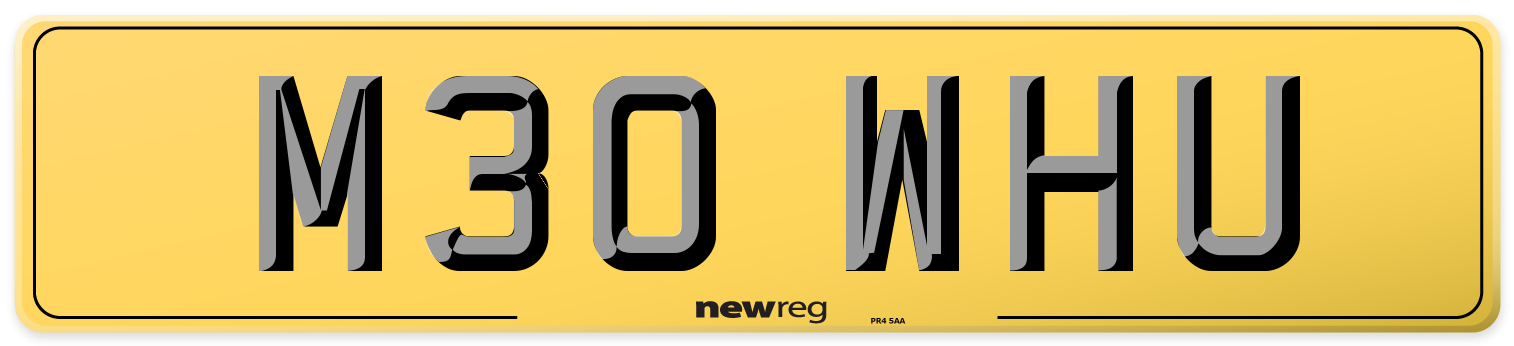 M30 WHU Rear Number Plate
