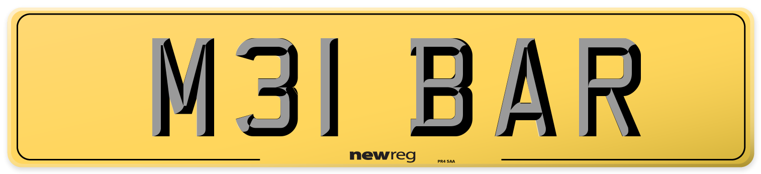 M31 BAR Rear Number Plate