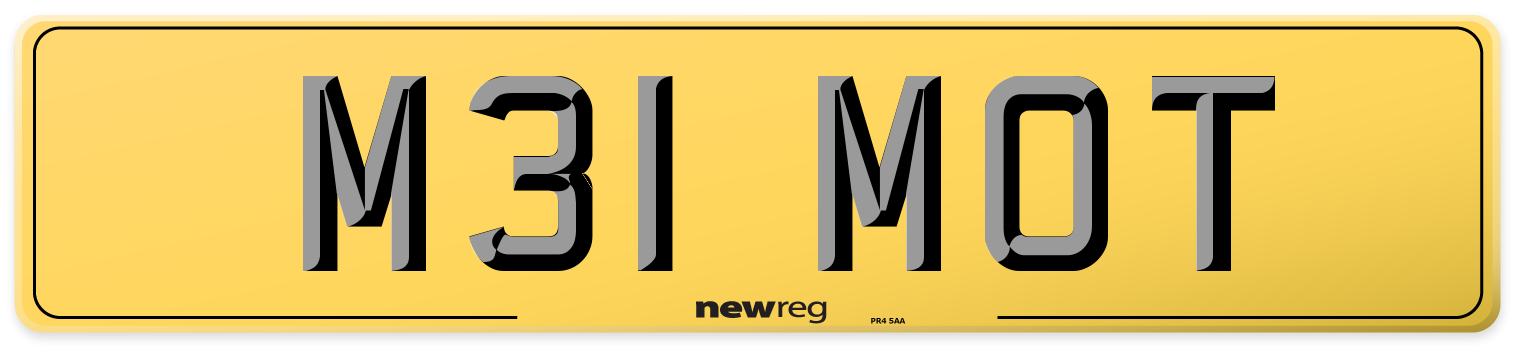 M31 MOT Rear Number Plate