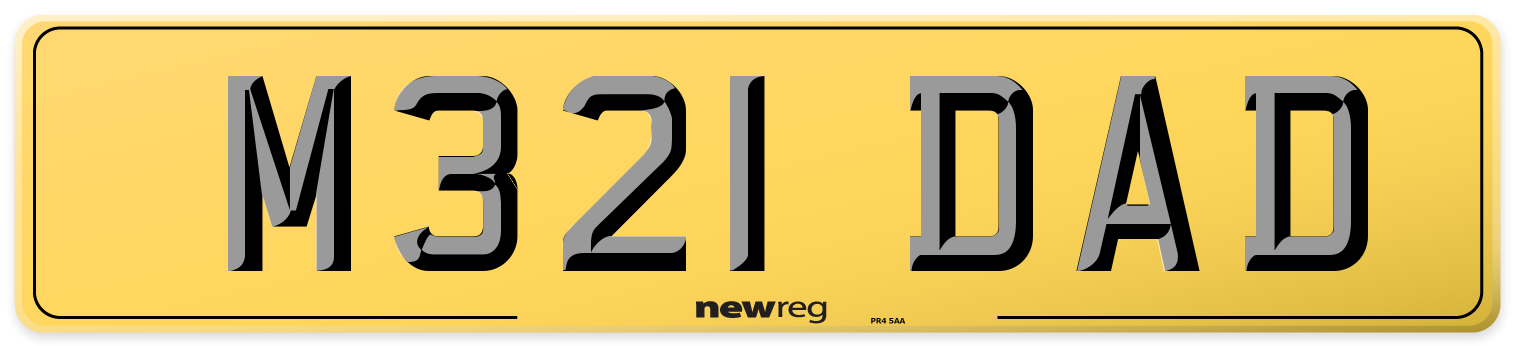 M321 DAD Rear Number Plate