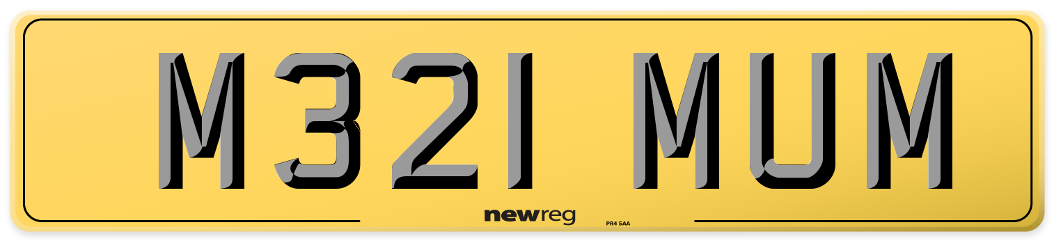 M321 MUM Rear Number Plate