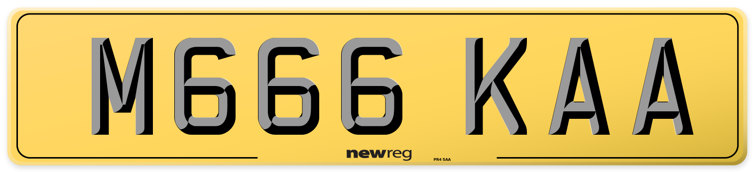 M666 KAA Rear Number Plate