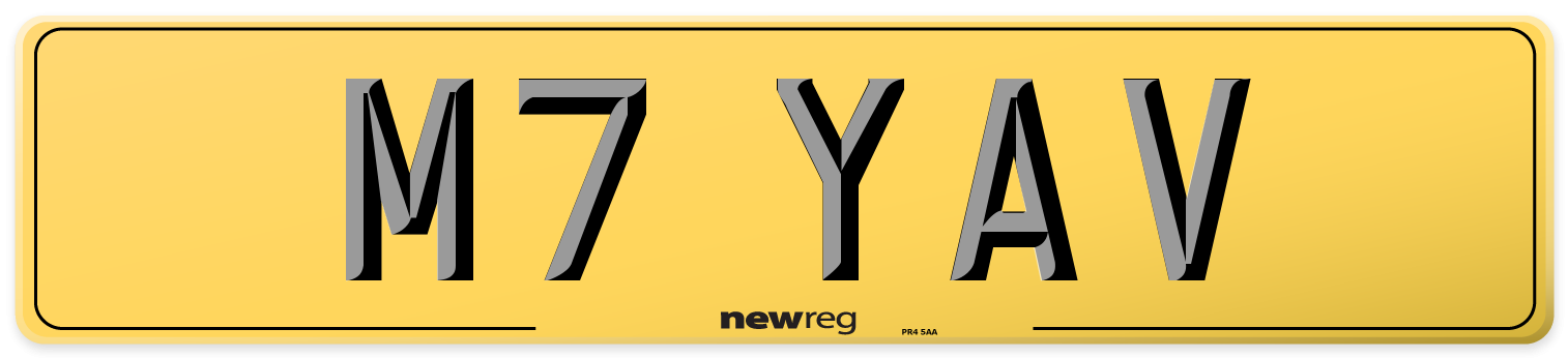 M7 YAV Rear Number Plate