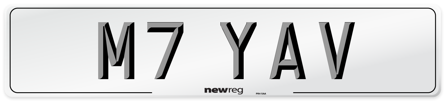 M7 YAV Front Number Plate