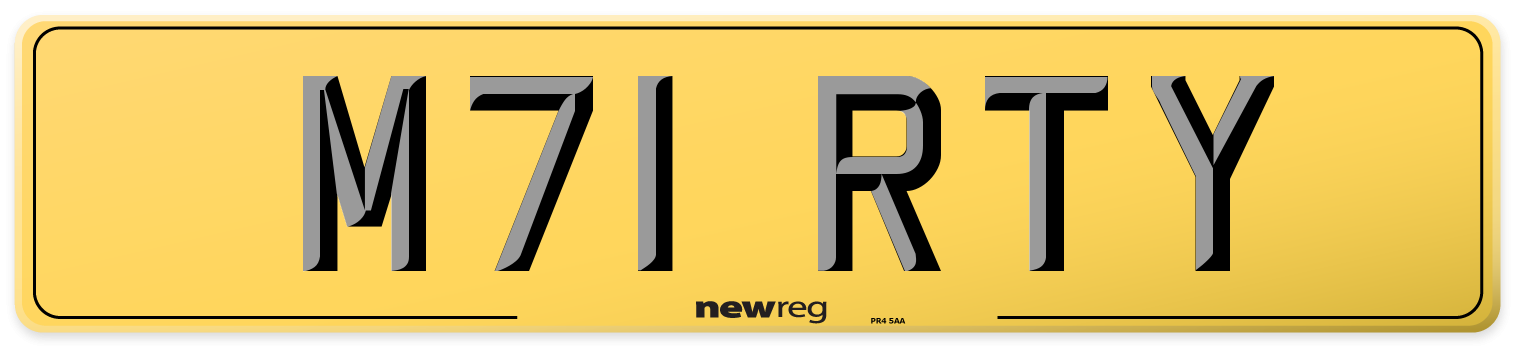 M71 RTY Rear Number Plate