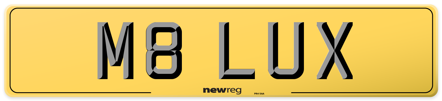 M8 LUX Rear Number Plate