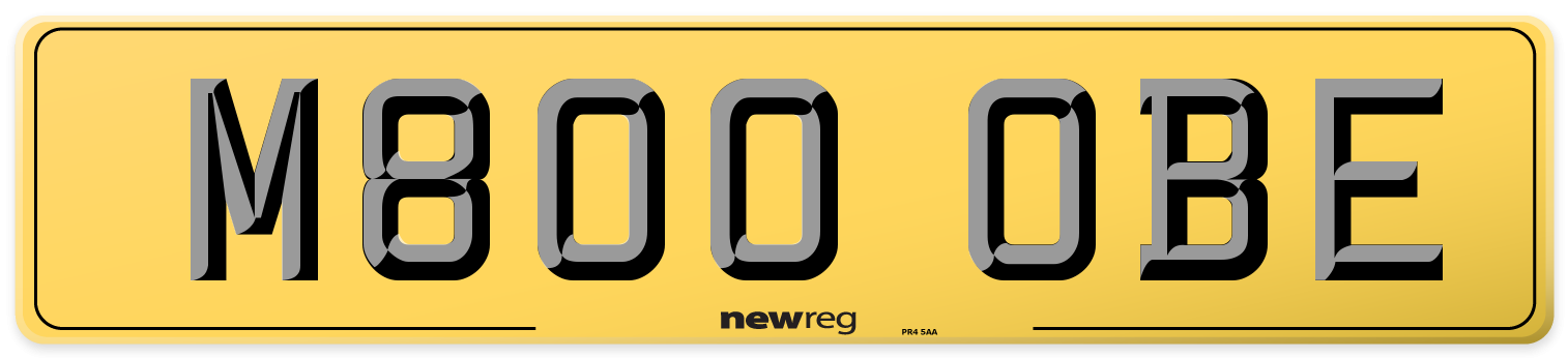 M800 OBE Rear Number Plate