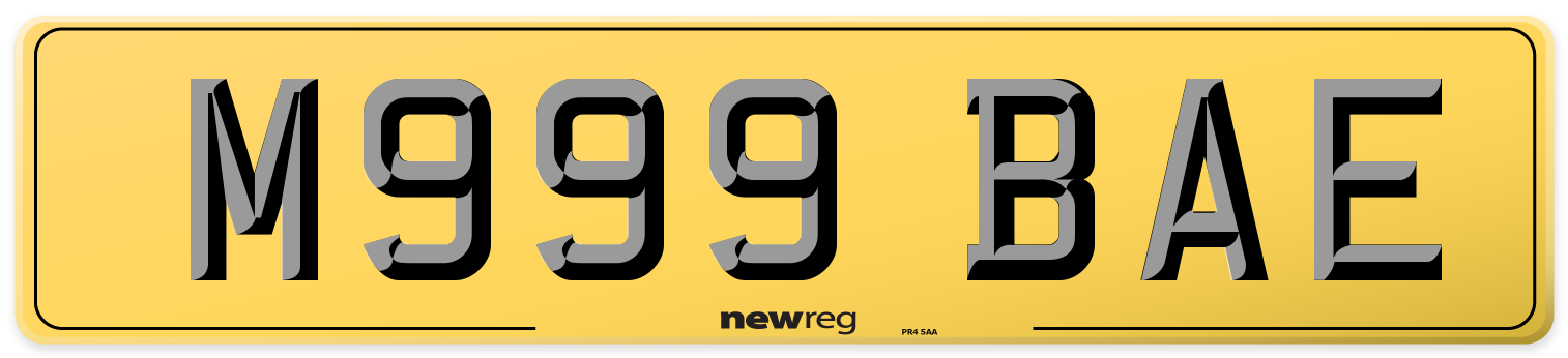 M999 BAE Rear Number Plate