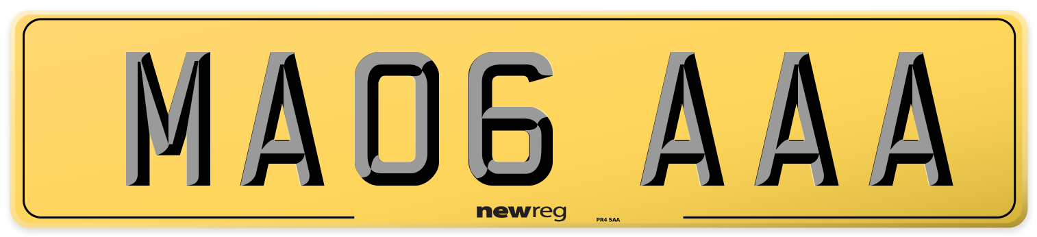 MA06 AAA Rear Number Plate