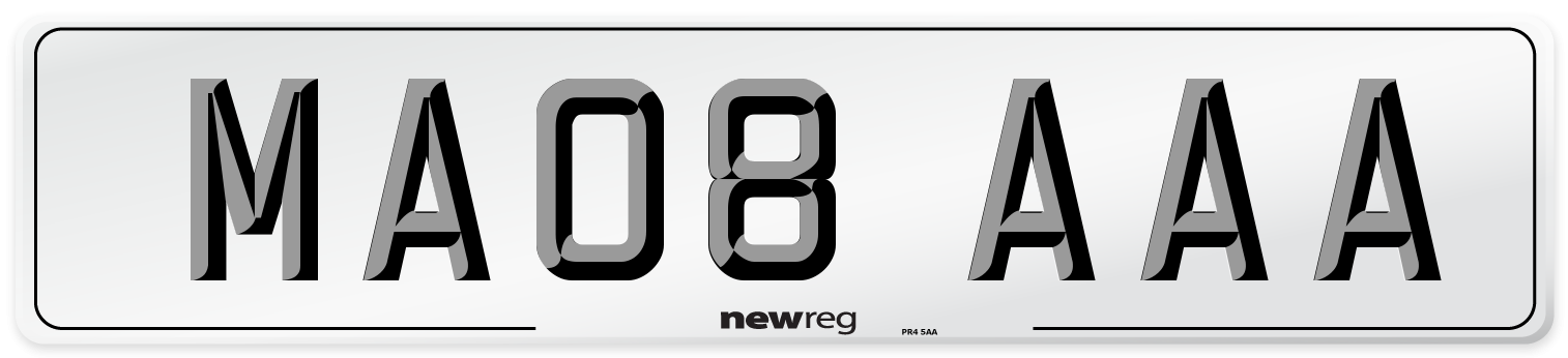 MA08 AAA Front Number Plate