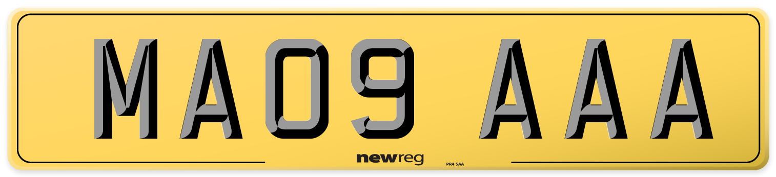 MA09 AAA Rear Number Plate