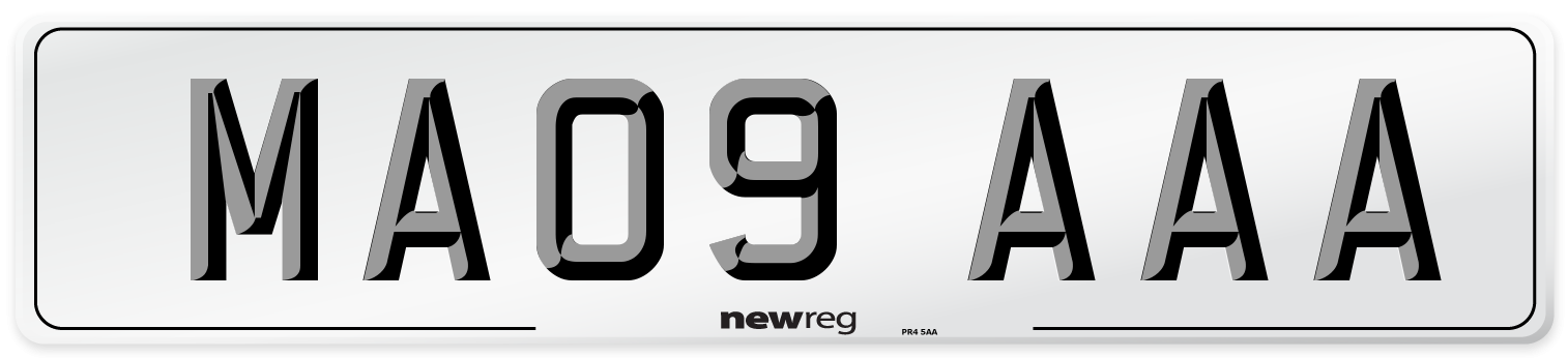 MA09 AAA Front Number Plate