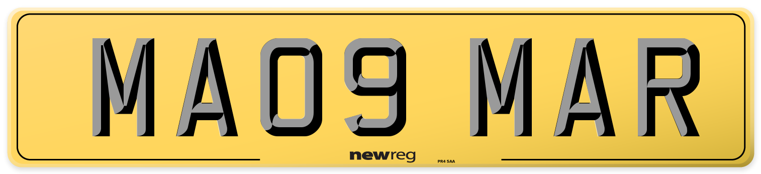 MA09 MAR Rear Number Plate