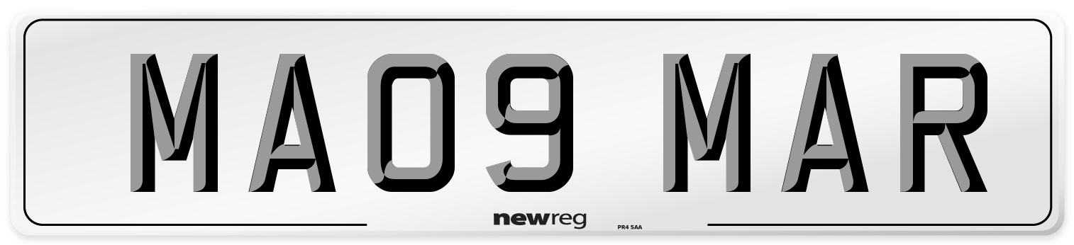 MA09 MAR Front Number Plate