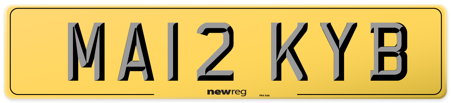 MA12 KYB Rear Number Plate
