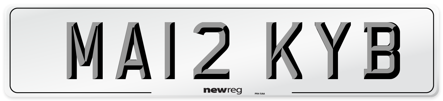 MA12 KYB Front Number Plate