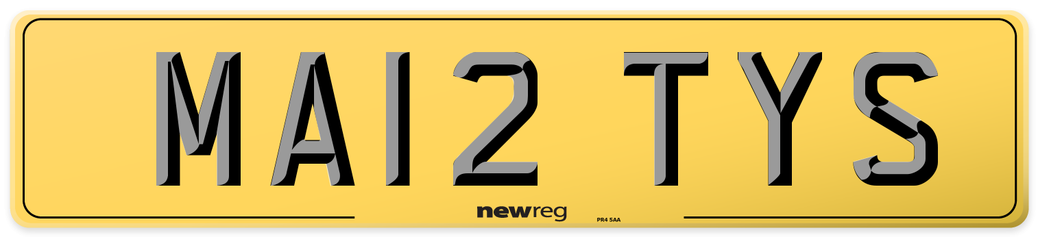 MA12 TYS Rear Number Plate