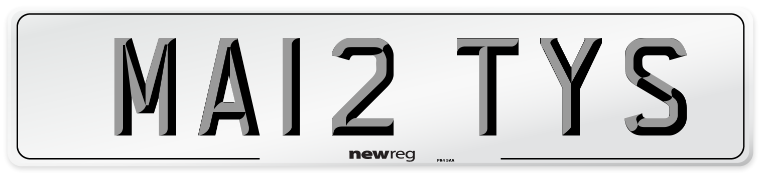 MA12 TYS Front Number Plate