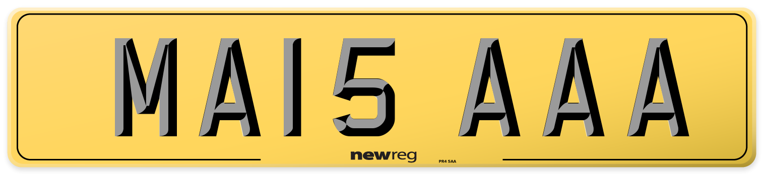 MA15 AAA Rear Number Plate