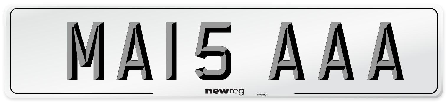 MA15 AAA Front Number Plate