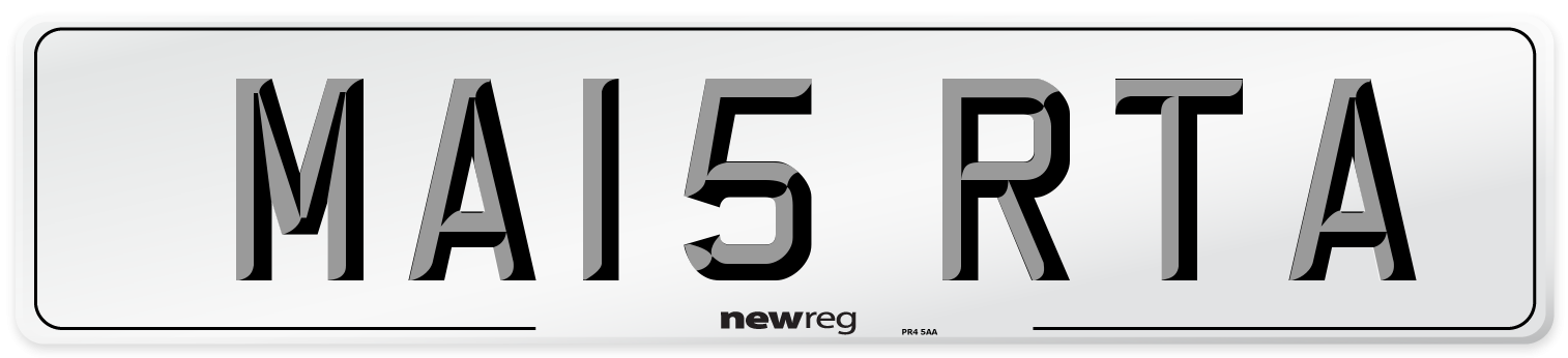 MA15 RTA Front Number Plate
