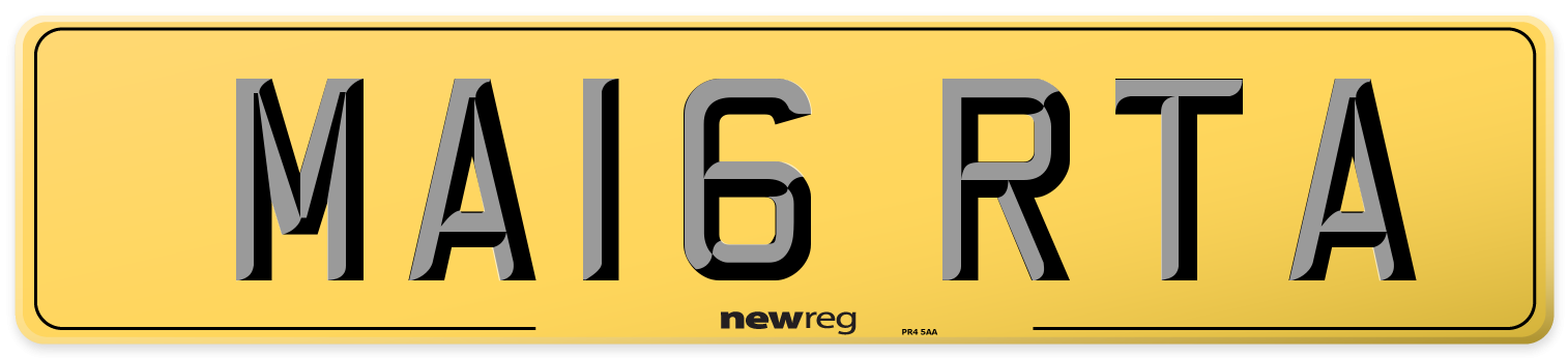 MA16 RTA Rear Number Plate