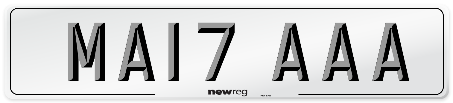 MA17 AAA Front Number Plate