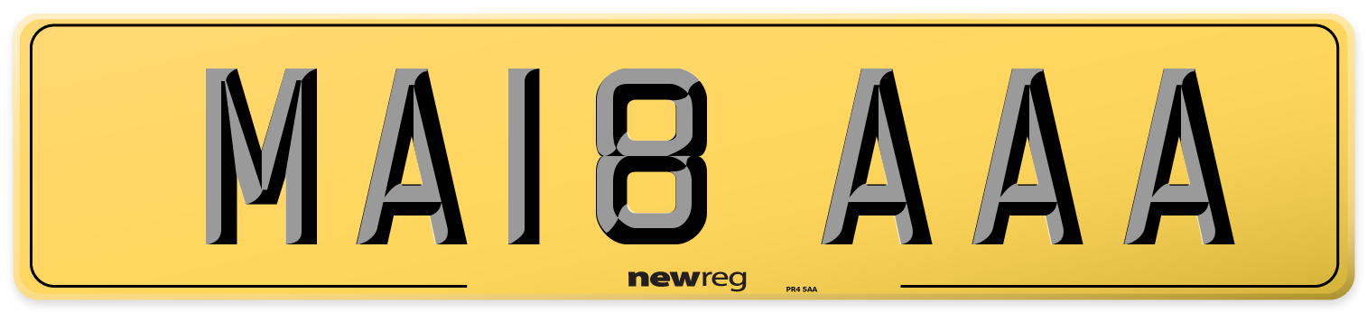 MA18 AAA Rear Number Plate