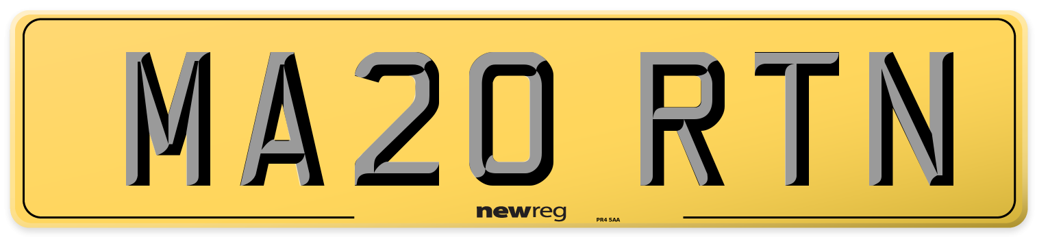 MA20 RTN Rear Number Plate