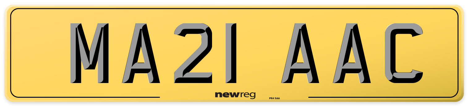 MA21 AAC Rear Number Plate