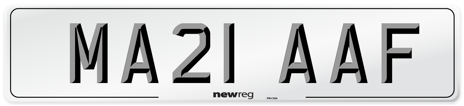 MA21 AAF Front Number Plate